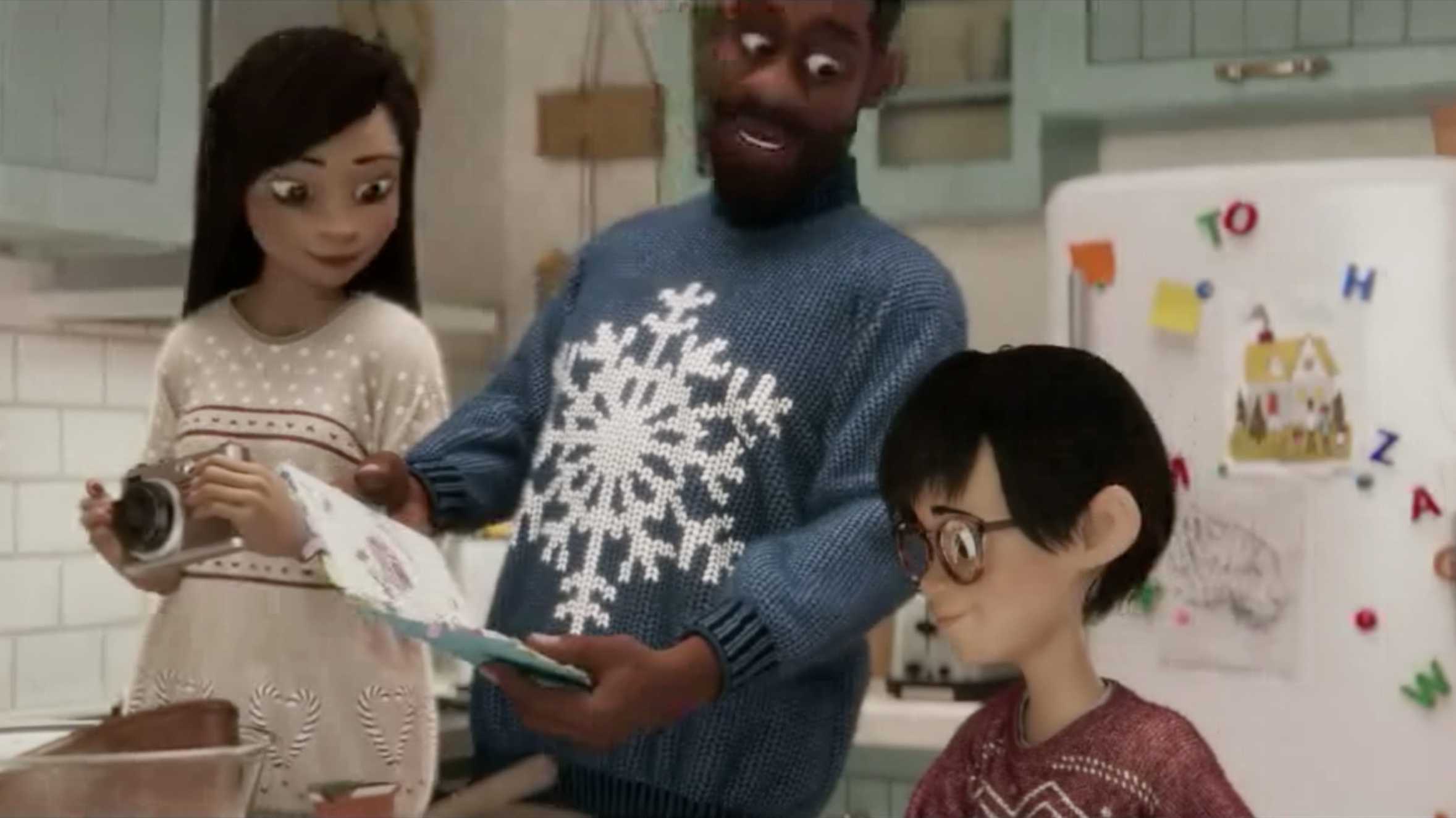 A clip from Disney's latest ad, showing Dylan's artwork pinned to the fridge door.