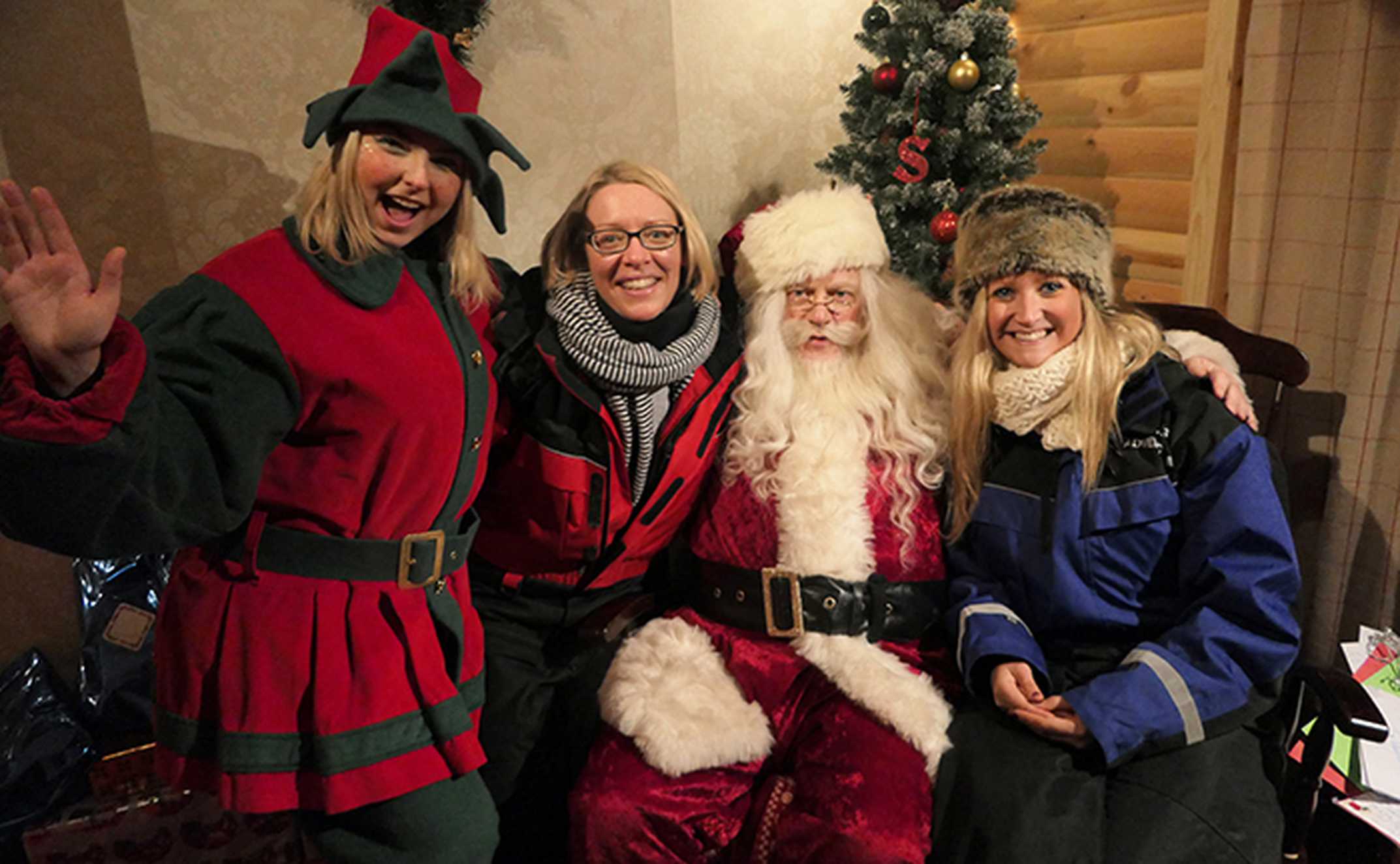 Santa with Helen, Steph and an elf