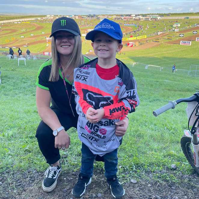 George meeting one of his Motocross heroes, Courtney Duncan.